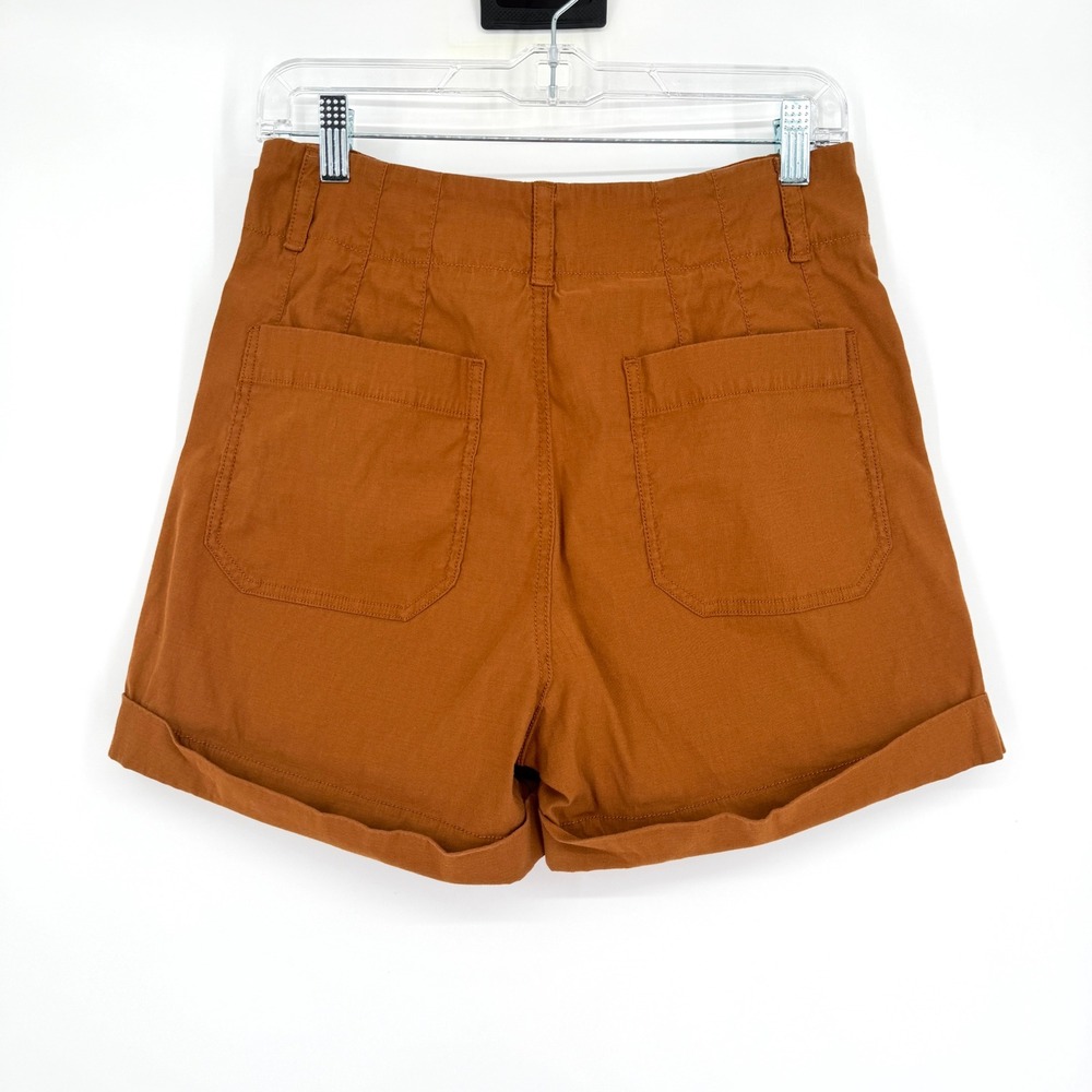 Anthropologie Megan Cargo Utility Shorts Brown High Rise Linen Blend Pockets 29 - Picture 6 of 14